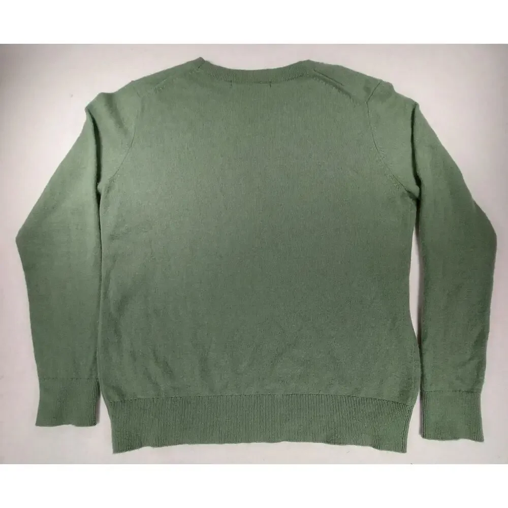 Quince 100% Cashmere Crewneck Sweater Moss Green Knit Pullover Minimalist Medium